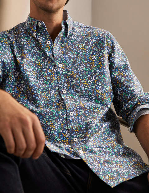 Modern Oxford Shirt - Starboard Painterly Floral