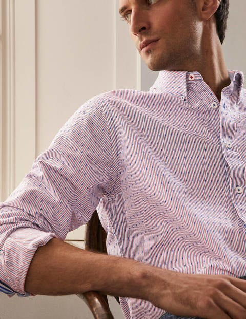 Modernes Oxford-Hemd - Rot/Blau, Gestreift/Dobby Modernes Oxford-Hemd - Rot/Blau, Gestreift/Dobby