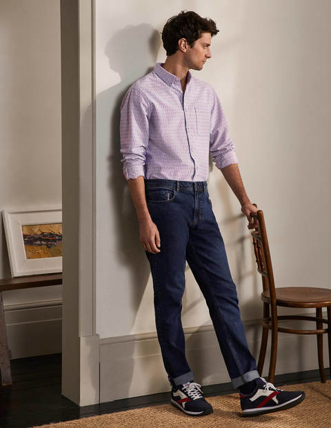 Modernes Oxford-Hemd - Rot/Blau, Gestreift/Dobby Modernes Oxford-Hemd - Rot/Blau, Gestreift/Dobby