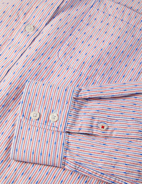 Modernes Oxford-Hemd - Rot/Blau, Gestreift/Dobby Modernes Oxford-Hemd - Rot/Blau, Gestreift/Dobby