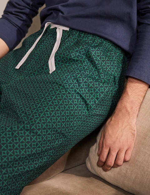 Cotton Poplin Pajama Bottoms - Mountain Meadow/Navy Geo Cotton Poplin Pajama Bottoms - Mountain Meadow/Navy Geo