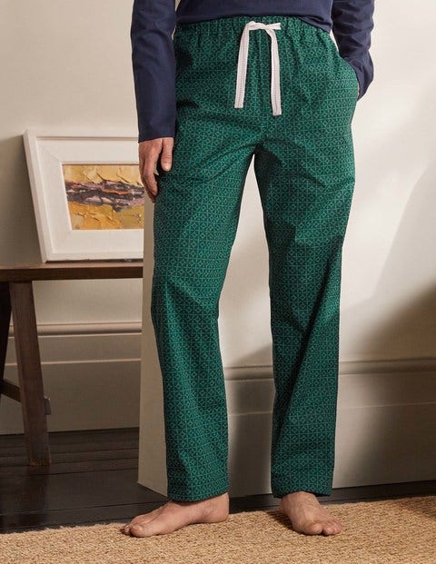 Cotton Poplin Pajama Bottoms - Mountain Meadow/Navy Geo Cotton Poplin Pajama Bottoms - Mountain Meadow/Navy Geo