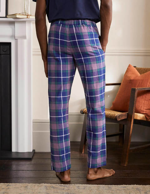 Brushed Cotton Pajama Bottoms - Space Blue/Dusky Mauve Check Brushed Cotton Pajama Bottoms - Space Blue/Dusky Mauve Check