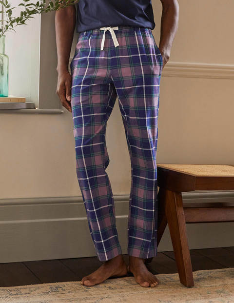 Brushed Cotton Pajama Bottoms - Space Blue/Dusky Mauve Check Brushed Cotton Pajama Bottoms - Space Blue/Dusky Mauve Check