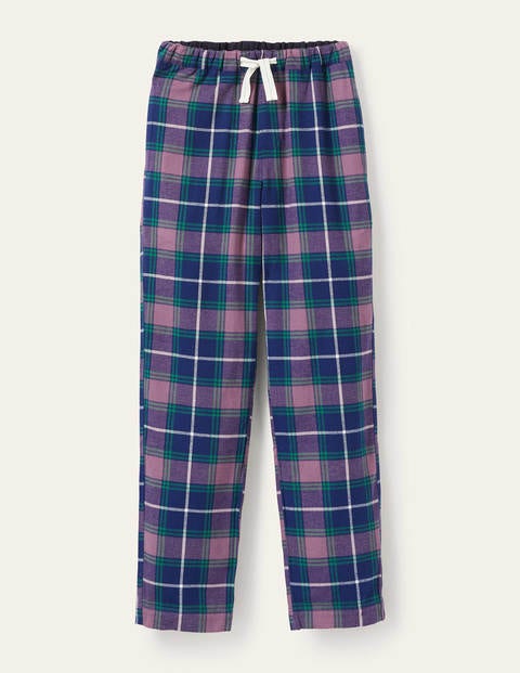 Brushed Cotton Pajama Bottoms - Space Blue/Dusky Mauve Check Brushed Cotton Pajama Bottoms - Space Blue/Dusky Mauve Check