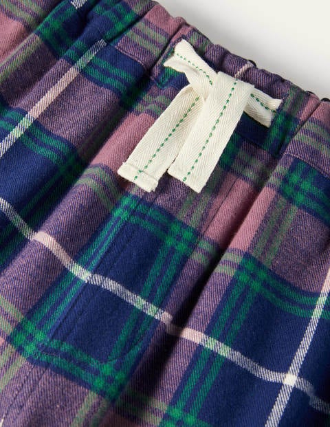Brushed Cotton Pajama Bottoms - Space Blue/Dusky Mauve Check Brushed Cotton Pajama Bottoms - Space Blue/Dusky Mauve Check