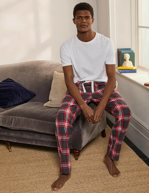 Brushed Cotton Pajama Bottoms - Charcoal Marl/Chorizo Check Brushed Cotton Pajama Bottoms - Charcoal Marl/Chorizo Check
