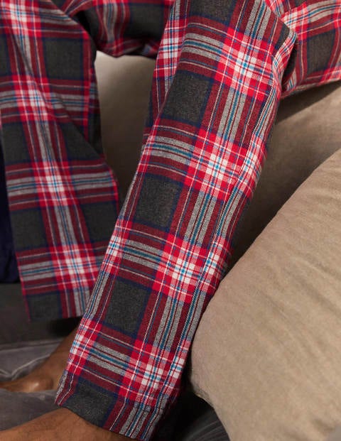 Brushed Cotton Pajama Bottoms - Charcoal Marl/Chorizo Check Brushed Cotton Pajama Bottoms - Charcoal Marl/Chorizo Check