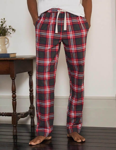 Brushed Cotton Pajama Bottoms - Charcoal Marl/Chorizo Check Brushed Cotton Pajama Bottoms - Charcoal Marl/Chorizo Check