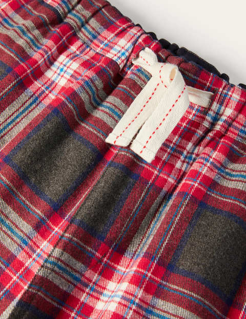 Pyjamahose aus gebürsteter Baumwolle - Anthrazit Meliert/Rot, Kariert Pyjamahose aus gebürsteter Baumwolle - Anthrazit Meliert/Rot, Kariert