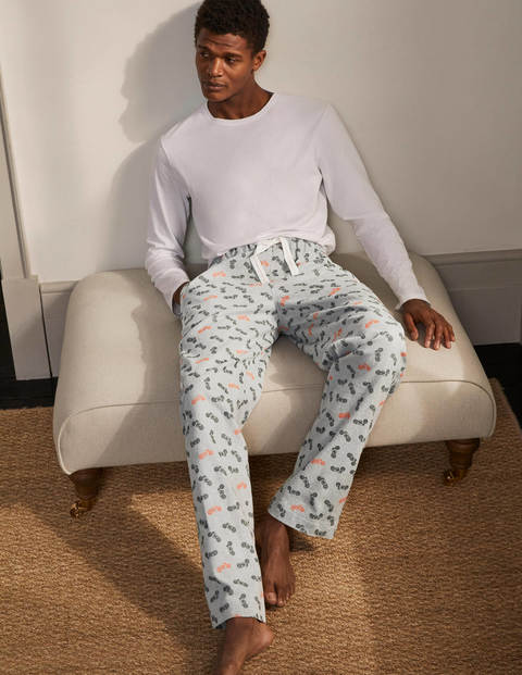 Brushed Cotton Pajama Bottoms - Charcoal Marl/Tiger Motorbikes Brushed Cotton Pajama Bottoms - Charcoal Marl/Tiger Motorbikes