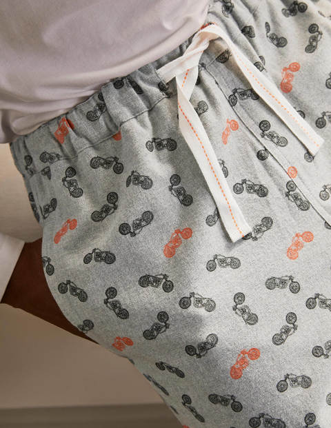 Brushed Cotton Pajama Bottoms - Charcoal Marl/Tiger Motorbikes Brushed Cotton Pajama Bottoms - Charcoal Marl/Tiger Motorbikes