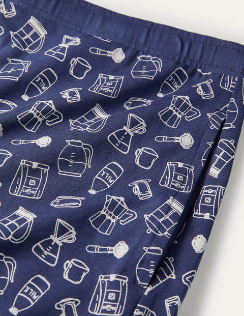 Jersey Pyjama Short Set - Navy Coffee Print Jersey Pyjama Short Set - Navy Coffee Print