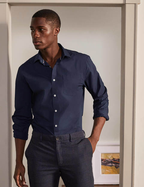Poplin Cutaway Collar Shirt - Navy Poplin Cutaway Collar Shirt - Navy