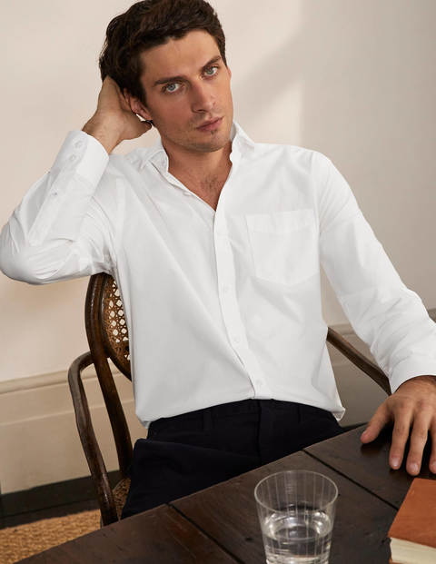 Poplin Cutaway Collar Shirt - White Poplin Cutaway Collar Shirt - White