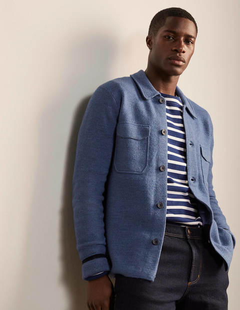 Haddon Merino Knitted Jacket - Blue Steel Haddon Merino Knitted Jacket - Blue Steel