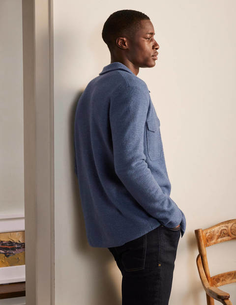 Haddon Merino Knitted Jacket - Blue Steel Haddon Merino Knitted Jacket - Blue Steel