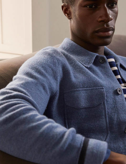 Haddon Merino Knitted Jacket - Blue Steel Haddon Merino Knitted Jacket - Blue Steel