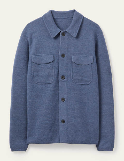 Haddon Merino Knitted Jacket - Blue Steel Haddon Merino Knitted Jacket - Blue Steel