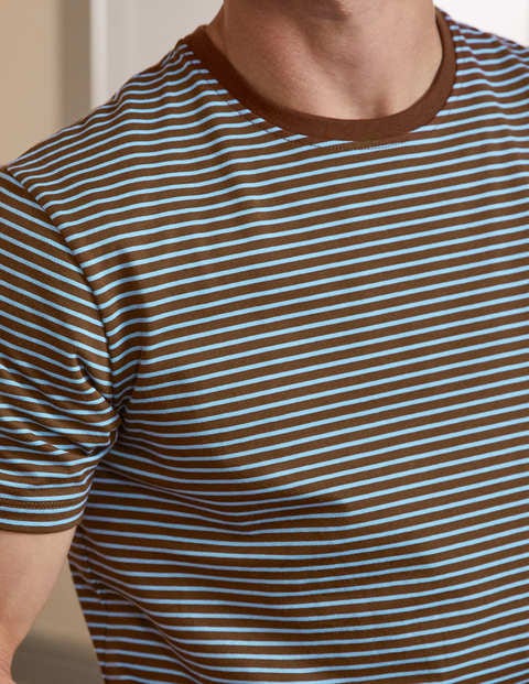 Classic Cotton T-shirt - Cacao/ Lichen Blue Stripe Classic Cotton T-shirt - Cacao/ Lichen Blue Stripe