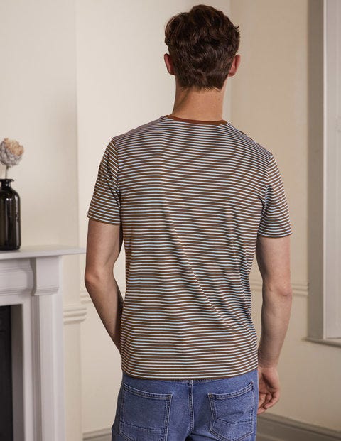 Classic Cotton T-shirt - Cacao/ Lichen Blue Stripe Classic Cotton T-shirt - Cacao/ Lichen Blue Stripe