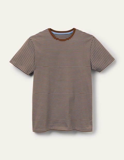 Classic Cotton T-shirt - Cacao/ Lichen Blue Stripe Classic Cotton T-shirt - Cacao/ Lichen Blue Stripe