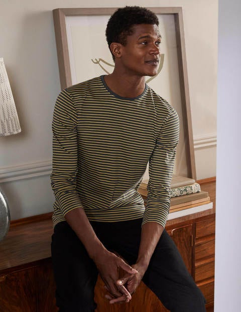 Long Sleeve Washed T-shirt - London Grey/ Soft Lemon Stripe Long Sleeve Washed T-shirt - London Grey/ Soft Lemon Stripe