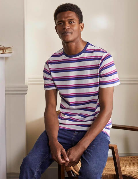 Washed T-shirt - Beetroot Purple Multi Stripe Washed T-shirt - Beetroot Purple Multi Stripe