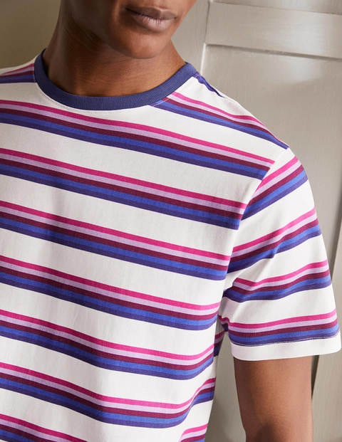 Klassisches Baumwoll-T-Shirt - Beetroot Purple Multi Stripe Klassisches Baumwoll-T-Shirt - Beetroot Purple Multi Stripe