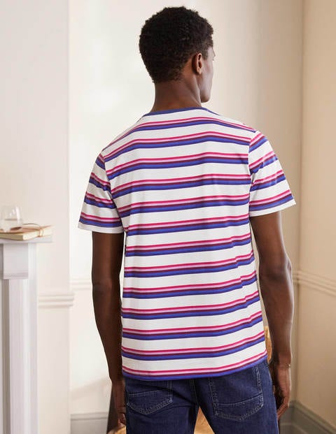 Klassisches Baumwoll-T-Shirt - Beetroot Purple Multi Stripe Klassisches Baumwoll-T-Shirt - Beetroot Purple Multi Stripe