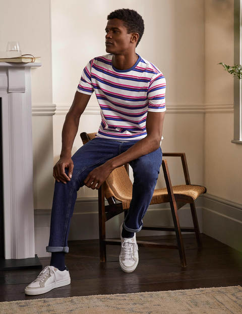 Klassisches Baumwoll-T-Shirt - Beetroot Purple Multi Stripe Klassisches Baumwoll-T-Shirt - Beetroot Purple Multi Stripe