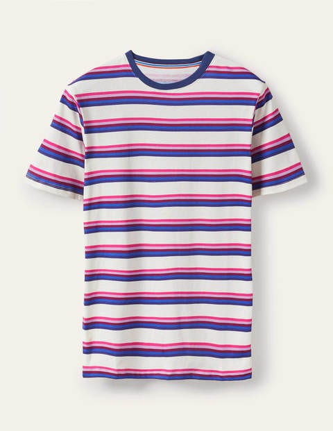 Klassisches Baumwoll-T-Shirt - Beetroot Purple Multi Stripe Klassisches Baumwoll-T-Shirt - Beetroot Purple Multi Stripe