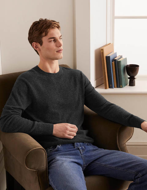 Cashmere Crew Neck - Dark Grey Melange Cashmere Crew Neck - Dark Grey Melange