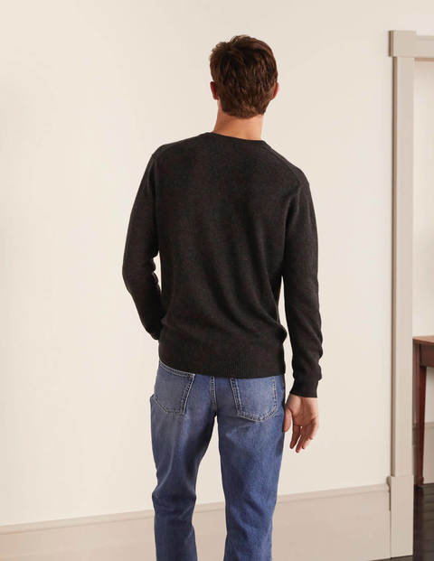 Cashmere Crew Neck - Dark Grey Melange Cashmere Crew Neck - Dark Grey Melange