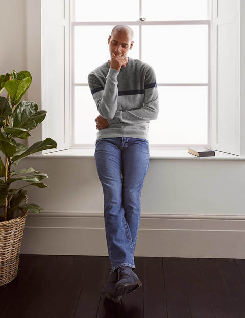 Pull col rond en cachemire - Colourblock camaïeu gris Pull col rond en cachemire - Colourblock camaïeu gris