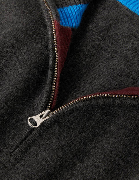 Pull partiellement zippé en cachemire - Gris foncé chiné Pull partiellement zippé en cachemire - Gris foncé chiné