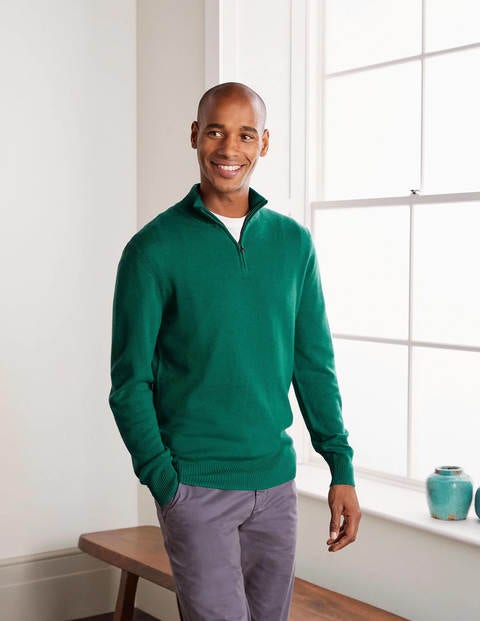 Cashmere Half-Zip - Greenery Cashmere Half-Zip - Greenery