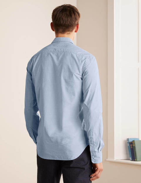 Schmales Popelinehemd mit Cutaway-Kragen - Blau, Fil-à-Fil Schmales Popelinehemd mit Cutaway-Kragen - Blau, Fil-à-Fil