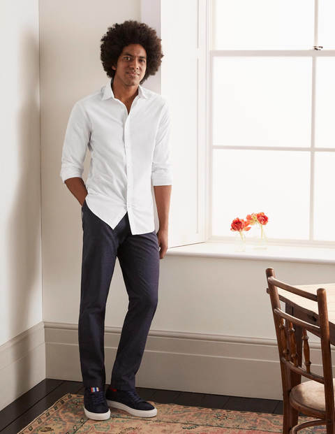 Chemise slim en popeline avec col découpé - Blanc Chemise slim en popeline avec col découpé - Blanc