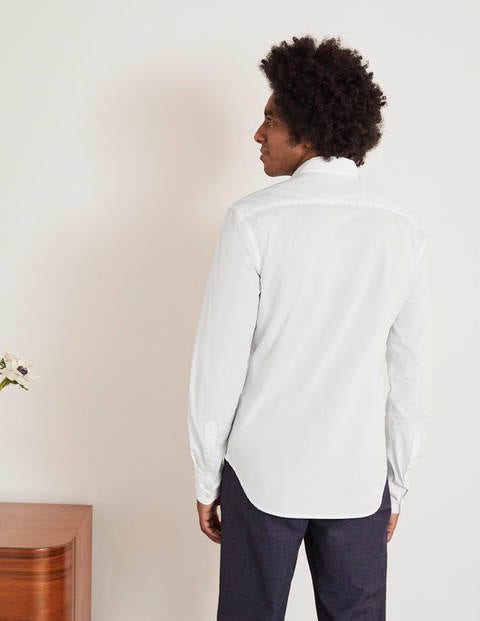 Chemise slim en popeline avec col découpé - Blanc Chemise slim en popeline avec col découpé - Blanc