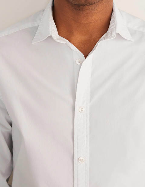 Chemise slim en popeline avec col découpé - Blanc Chemise slim en popeline avec col découpé - Blanc