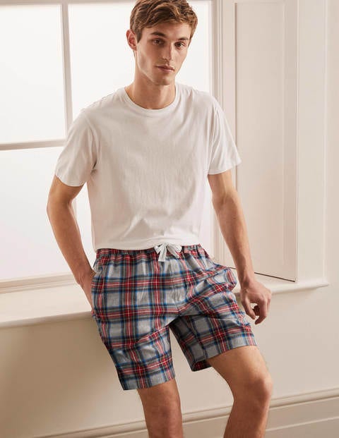 Short de pyjama en coton brossé - Carreaux multi gris chiné Short de pyjama en coton brossé - Carreaux multi gris chiné