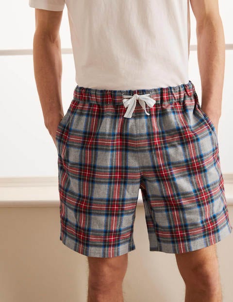 Short de pyjama en coton brossé - Carreaux multi gris chiné Short de pyjama en coton brossé - Carreaux multi gris chiné