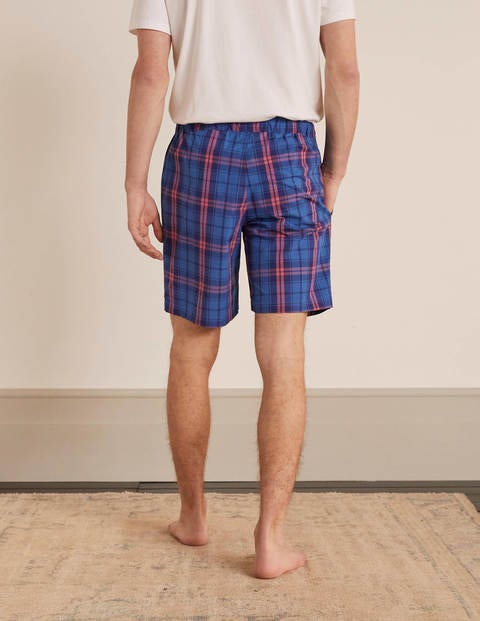 Cotton Poplin Pajama Shorts - Duke Blue/Dusky Rose Check Cotton Poplin Pajama Shorts - Duke Blue/Dusky Rose Check