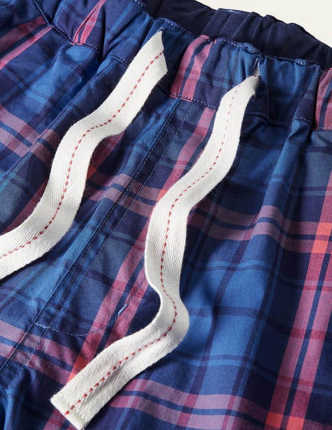 Cotton Poplin Pajama Shorts - Duke Blue/Dusky Rose Check Cotton Poplin Pajama Shorts - Duke Blue/Dusky Rose Check