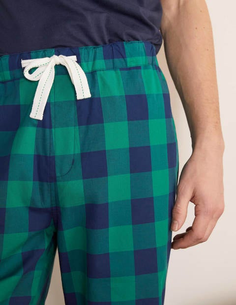 Cotton Poplin Pajama Bottoms - Green/Navy Gingham Cotton Poplin Pajama Bottoms - Green/Navy Gingham