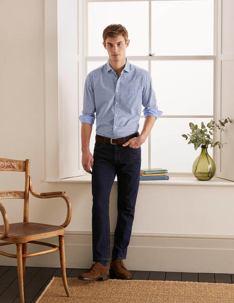Slim Fit Poplin Pattern Shirt - Provence Blue Shadow Check Slim Fit Poplin Pattern Shirt - Provence Blue Shadow Check