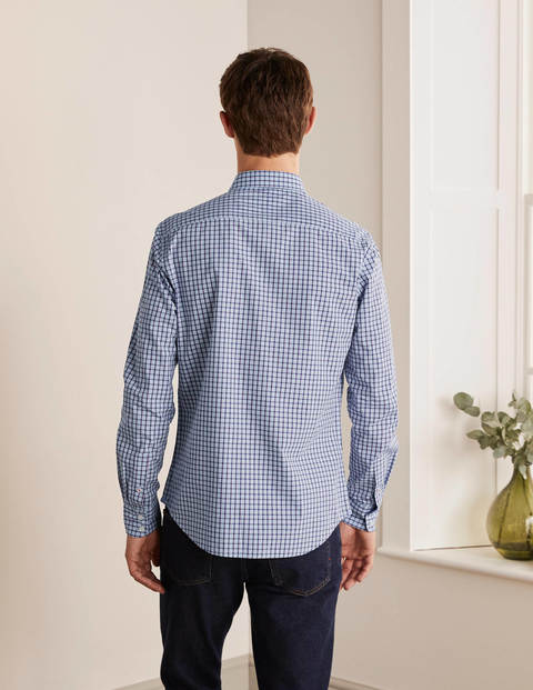 Slim Fit Poplin Pattern Shirt - Provence Blue Shadow Check Slim Fit Poplin Pattern Shirt - Provence Blue Shadow Check