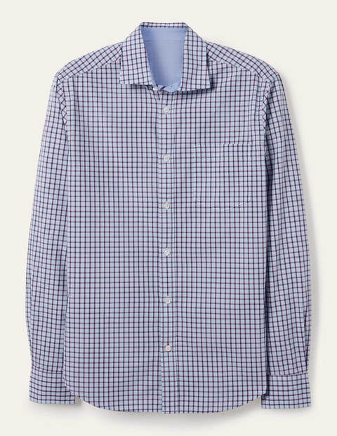 Slim Fit Poplin Pattern Shirt - Provence Blue Shadow Check Slim Fit Poplin Pattern Shirt - Provence Blue Shadow Check