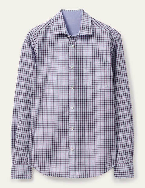 Chemise slim à motifs en popeline - Rayé latéral vichy bleu duc Chemise slim à motifs en popeline - Rayé latéral vichy bleu duc
